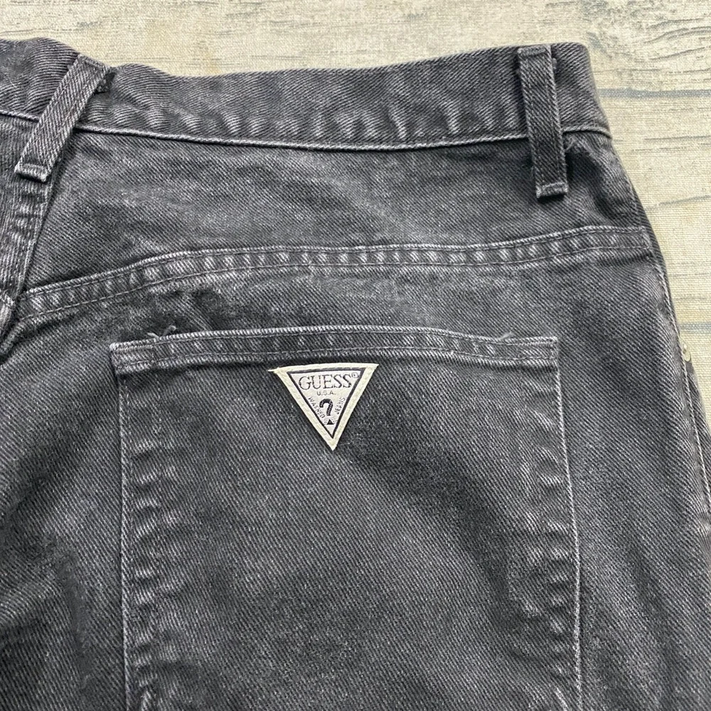 Guess Mens 36 (Fits 34x31) Straight Fit Vtg 90s Y2K Denim Jeans Black‎ Whiskers